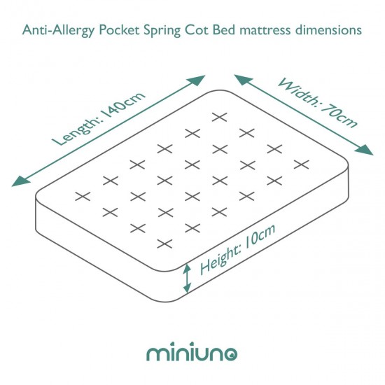 Miniuno Anti Allergy Pocket Sprung Cot Bed Mattress 140 x 70 x 10cm